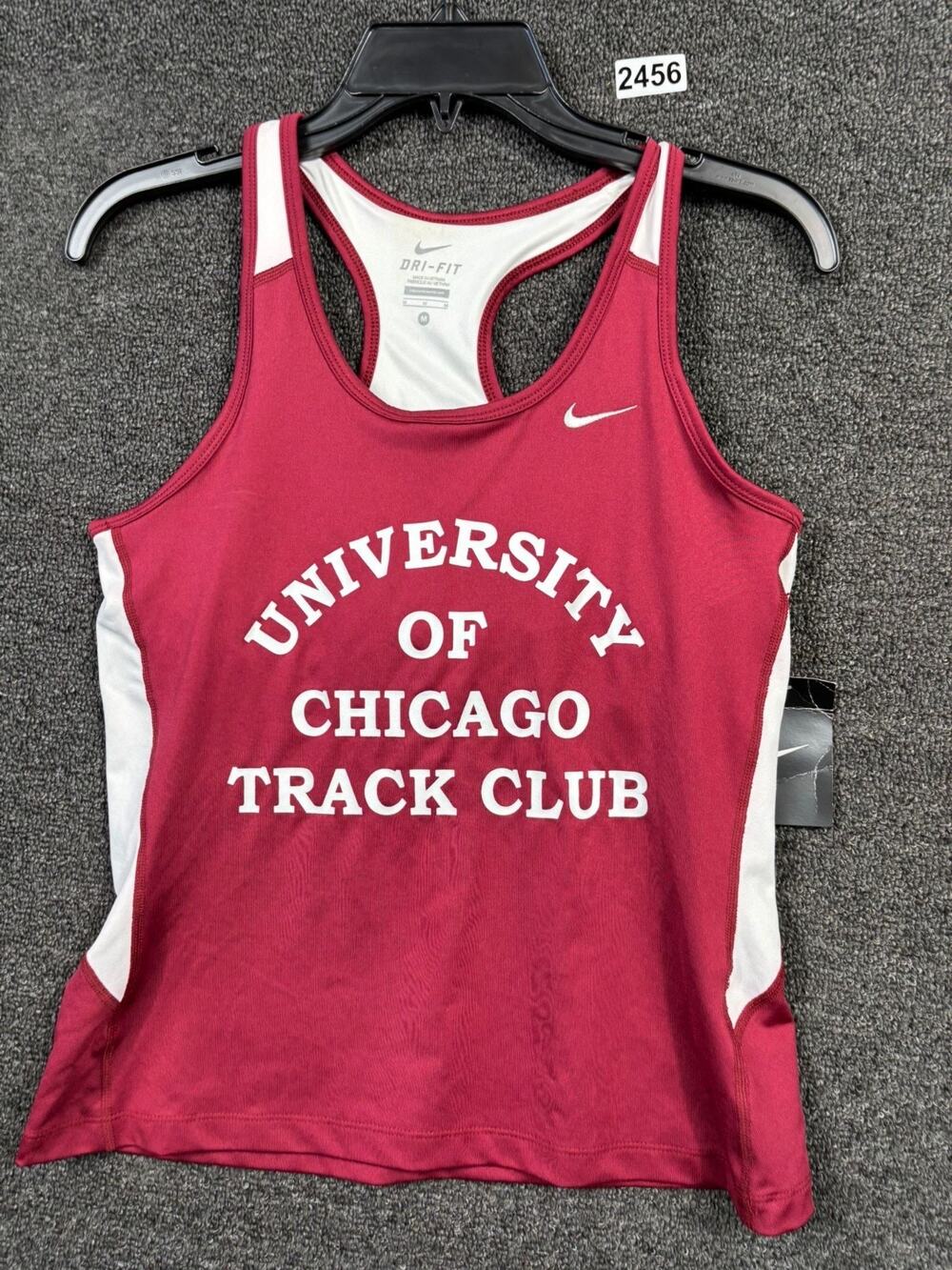 Nike Dri Fit University of Chicago Track Club Tank Top Womens M Red White NEW